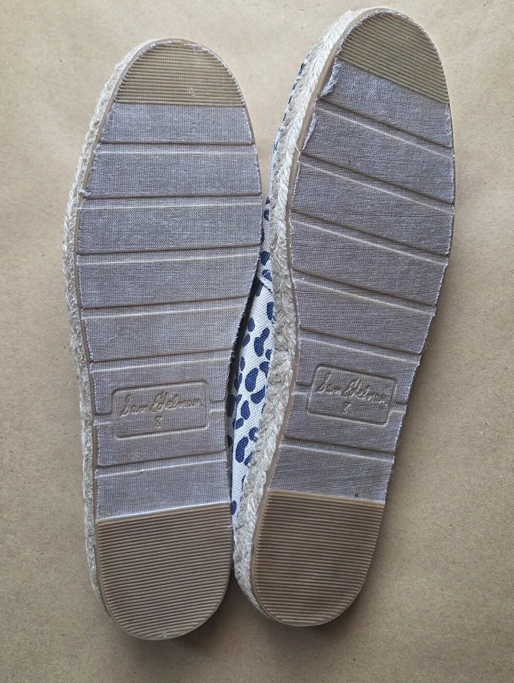 Sam Elderman Verona Slip-on Espadrille Blue & Cream Leopard Print Size 8